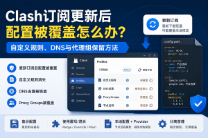 Clash订阅更新后配置被覆盖怎么办？自定义规则、DNS与代理组保留方法