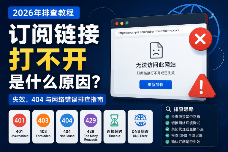 订阅链接打不开是什么原因？订阅失效、404、DNS错误与网络问题排查指南
