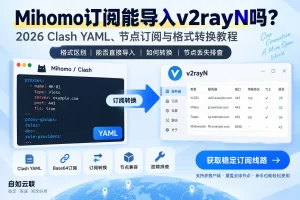 Mihomo订阅能导入v2rayN吗？2026 Clash YAML、Base64、节点订阅转换与格式兼容教程